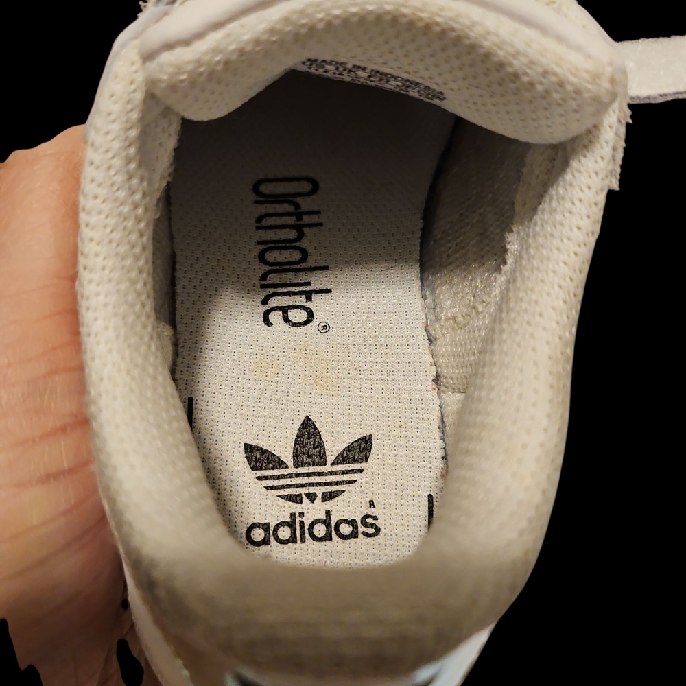 Adidas Shell Toe White Sneakers w/Silver Accents - Picture 7 of 7